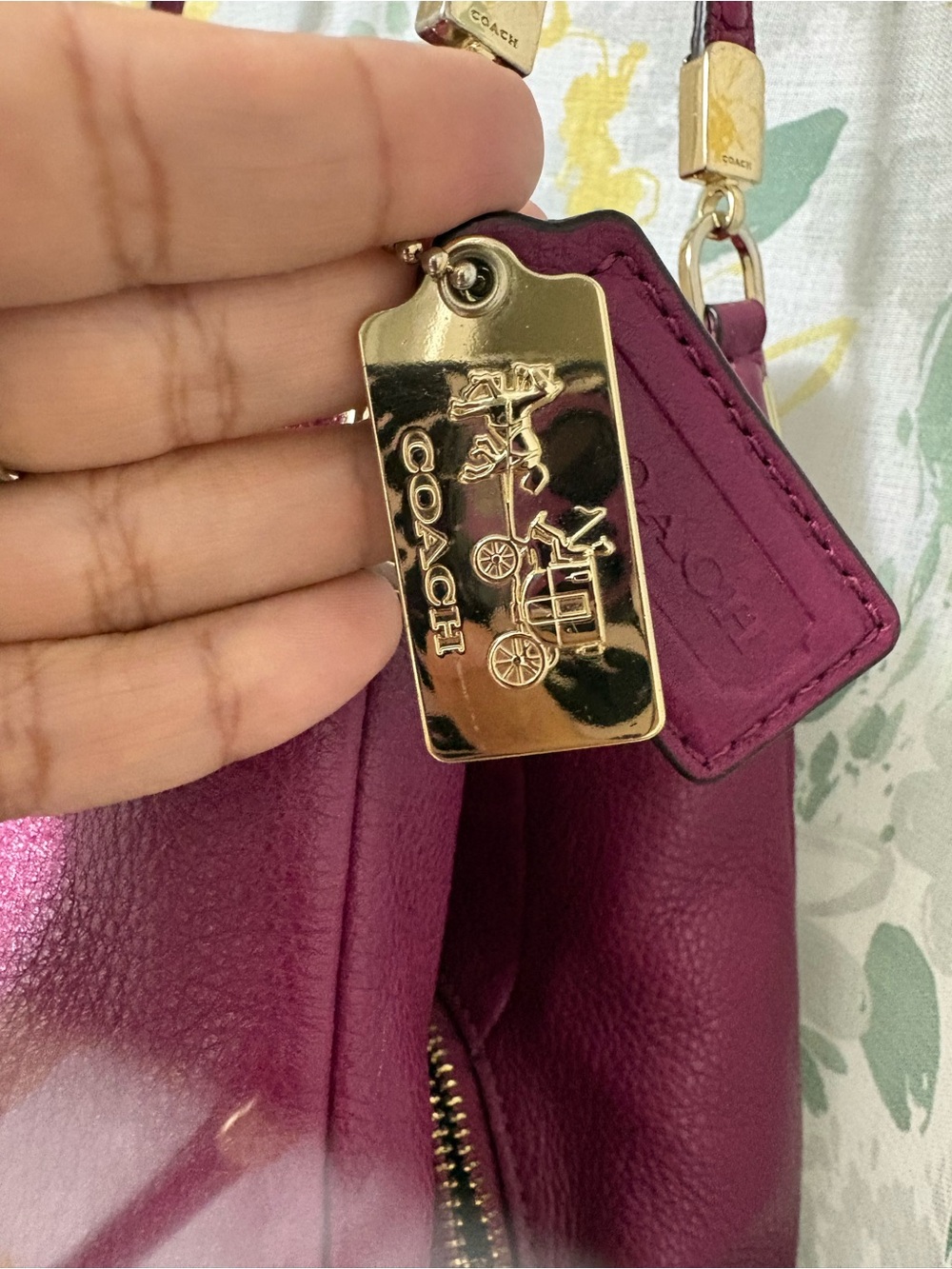 COACH Madison Phoebe Tumbled Hot Pink Leather 3 Section Shoulder Bag VINTAGE - Picture 15 of 15